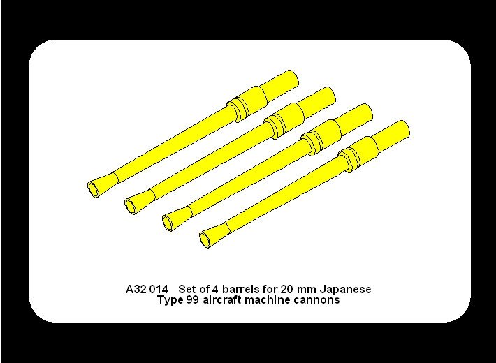Aber A32014 Set of 4 barrels for Japanese 20 mm Type 99 aircraft machine cannons 1/32 – zdjęcie 5