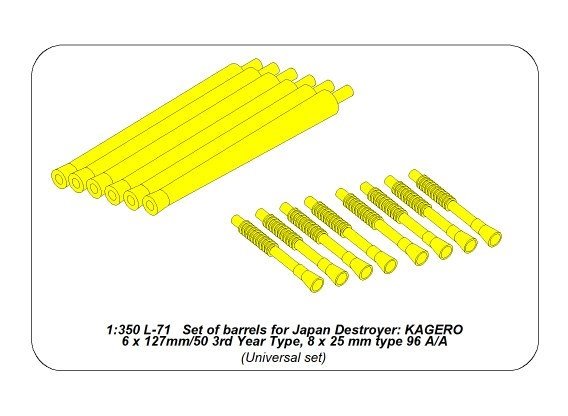 Aber 350L-71 Zestaw luf do Kagero 1/350 – imagen 2