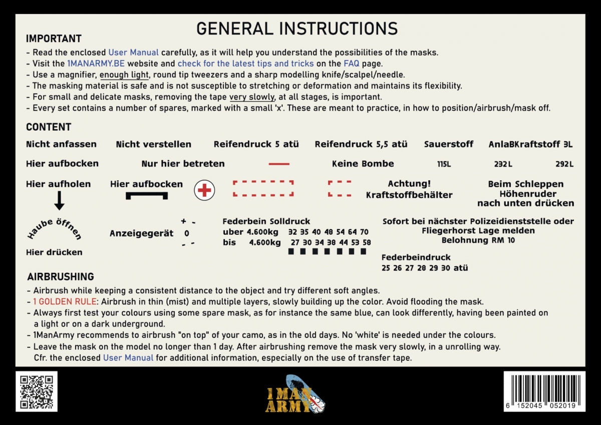 1 Man Army 48GEN305 Focke Wulf 190 A-Series Data Stencils 1/48 – image 2
