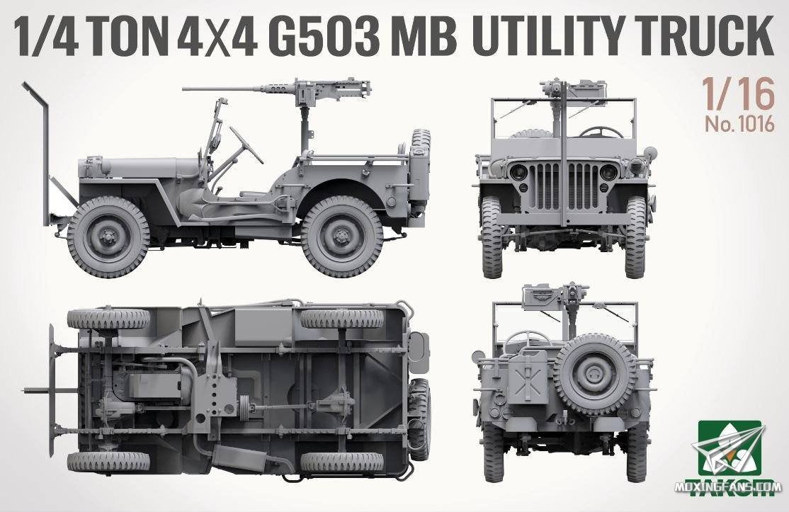 Takom 1016 1/4 ton 4×4 G503 MB Utility Truck ( Jeep Willys ) 1/16 – immagine 4