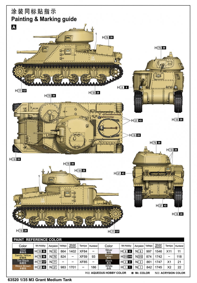 I Love Kit 63520 M3 Grant Medium Tank 1/35 – zdjęcie 4