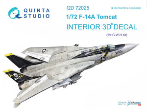 Intérieur imprimé en 3D et coloré sur papier décalcomanie Quinta Studio QD72025 F-14A (pour kit GWH) 1/72