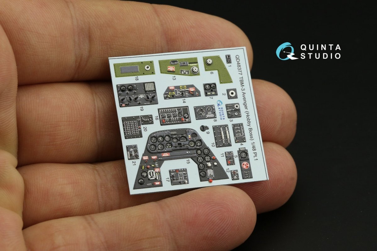 Quinta Studio QD48377 TBM-3 Avenger 3D-Printed &amp;amp; coloured Interior on decal paper (Hobby Boss) 1/48 – immagine 4