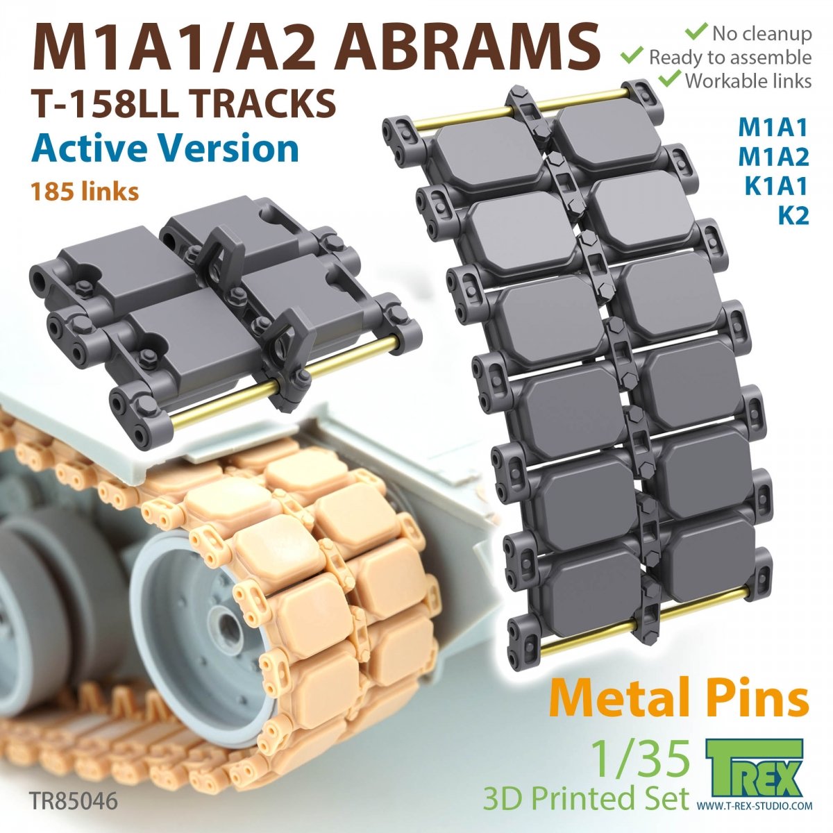 T-Rex Studio TR85046 M1A1/A2 Abrams T-158LL Chenilles Active Version 1/35