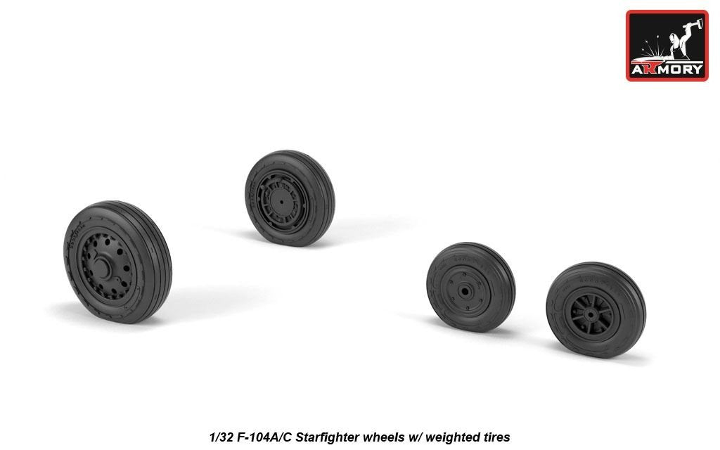 Armory Models AW32302 F-104A/C Starfighter wheels, w/ optional nose wheels, weighted 1/32 – immagine 2