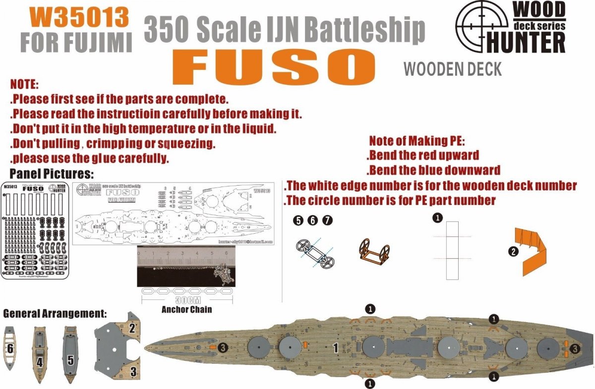 Wood Hunter W35013 Pont en bois IJN FUSO pour Fujimi 1/350
