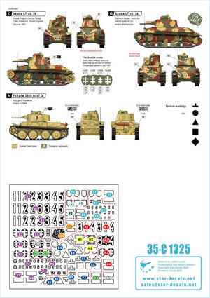 Star Decals 35-C1325 Axis Tank Mix # 7. Czechoslovak and Slovak tanks in WW2. Skoda LT vz. 35, Praga LT 38, PzKpfw 38(t), PzKpfw II Ausf A-C, PzKpfw III Ausf N 1/35 – Bild 3
