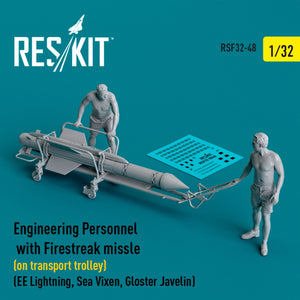 RESKIT RSF32-0048 Engineering Personnel with Firestreak missile (on transport trolley) (EE Lightning, Sea Vixen, Gloster Javelin) (3D Printed) 1/32 – Bild 2