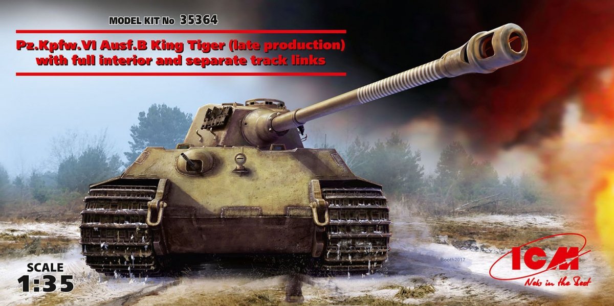 ICM 35364 Pz.Kpfw. VI Ausf. B King Tiger (late production) full interior and separate track links 1/35