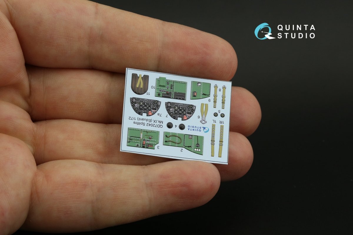 Quinta Studio QD72042 Spitfire Mk.IX 3D-Printed &amp;amp; coloured Interior on decal paper (Eduard) 1/72 – immagine 5