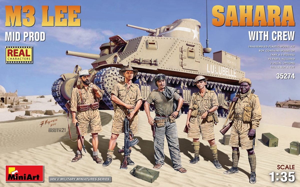 MiniArt 35274 M3 LEE MID FABRIQUÉ PAR SAHARA AVEC ÉQUIPAGE 1/35