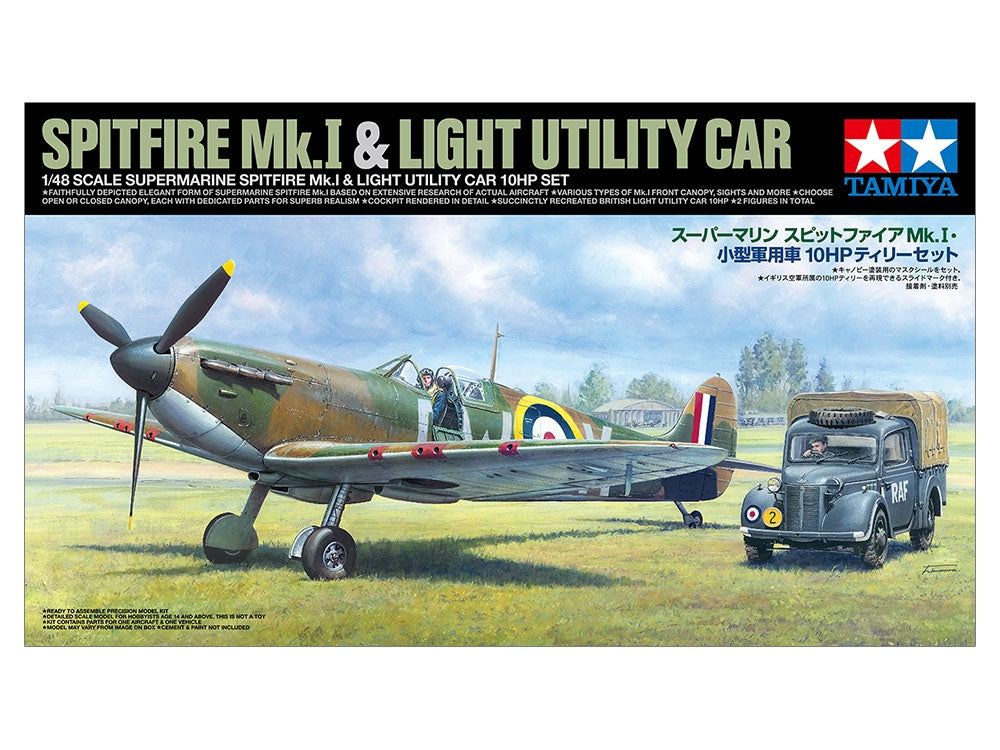 Tamiya 25211 SUPERMARINE SPITFIRE MK.I W/Light Utility Car 10Hp Set 1/48 – imagen 2