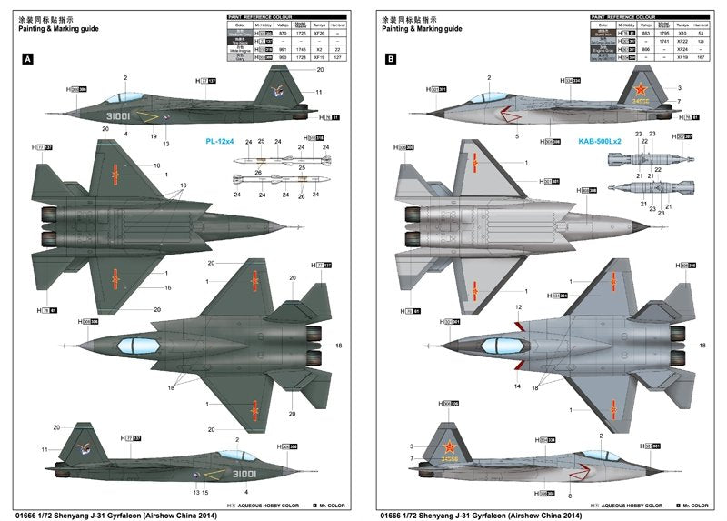 Trumpeter 01666 Shenyang J-31 Gyrfalcon (Airshow China 2014) 1/72 – Bild 4