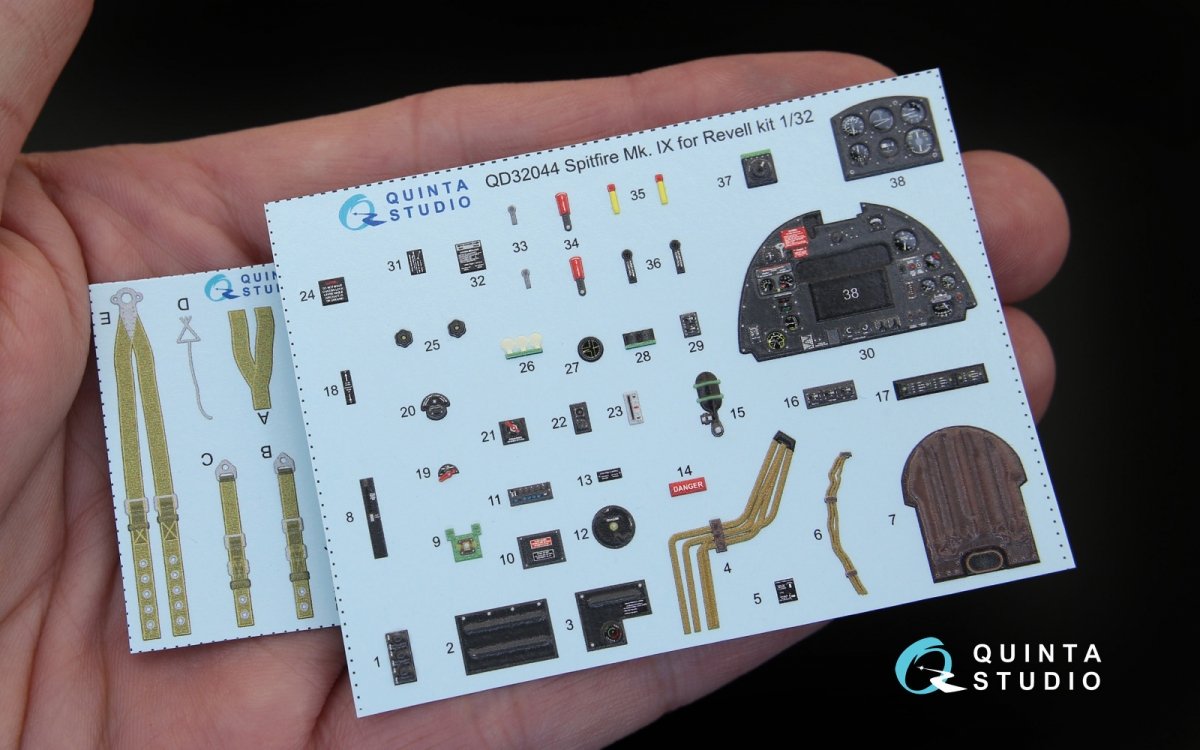 Intérieur imprimé en 3D et coloré sur papier décalcomanie pour Spitfire Mk. IX (Quinta Studio QD32044) (pour maquette Revell) au 1/32 – image 2
