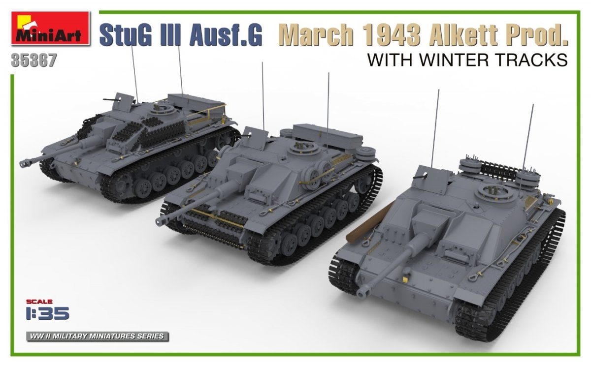Mini Art 35367 StuG III Ausf. G March 1943 Alkett Prod. WITH WINTER TRACKS. INTERIOR KIT 1/35 – immagine 2