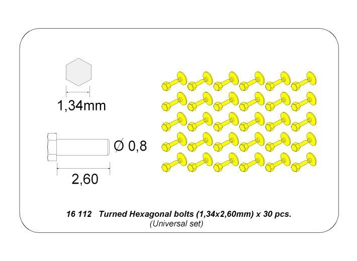 Aber 16112 Turned Hexagonal bolts (1,34x2,60mm) x 30 pcs. 1/16 – Bild 4