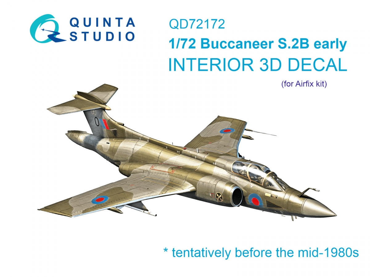 Quinta Studio QD72172 Blackburn Buccanneer S.2B Early 3D-Printed &amp;amp; coloured Interior on decal paper (Airfix) 1/72