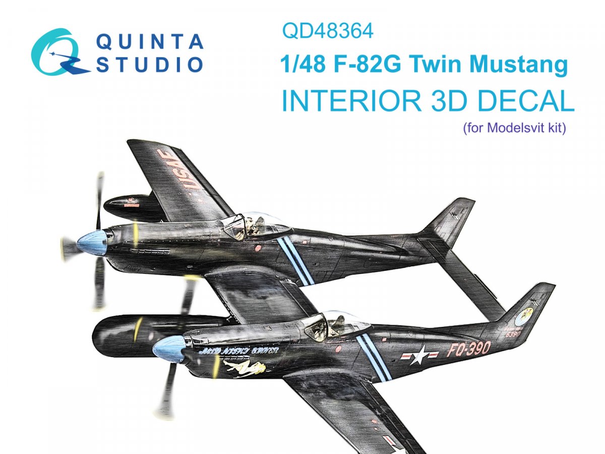 Quinta Studio QD48364 F-82G Twin Mustang 3D-Printed &amp;amp; coloured Interior on decal paper (Modelsvit) 1/48