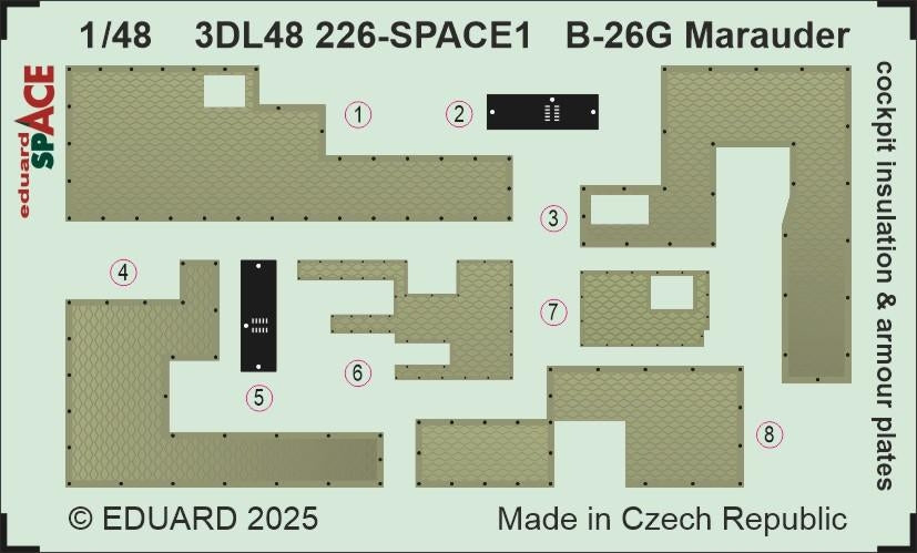 Eduard 3DL48226 B-26G Marauder cockpit insulation &amp;amp; armor plates SPACE ICM 1/48 – image 3