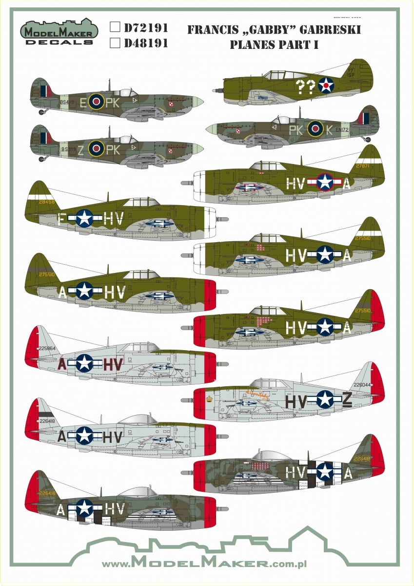 ModelMaker Decals D48191 Francis "GABBY" Gabreski planes part I 1/48