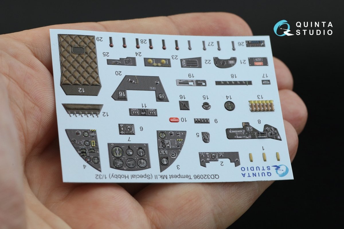 Quinta Studio QD32096 Tempest Mk.II 3D-Printed &amp;amp; coloured Interior on decal paper (Special Hobby/Revell) 1/32 – immagine 9
