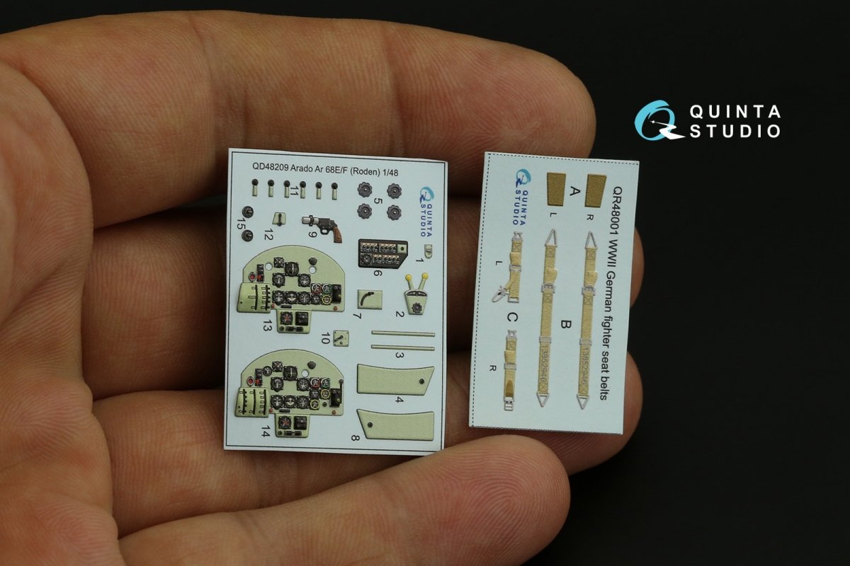 Quinta Studio QD48209 Arado Ar 68 E/F 3D-Printed &amp;amp; coloured Interior on decal paper (Roden) 1/48 – immagine 5