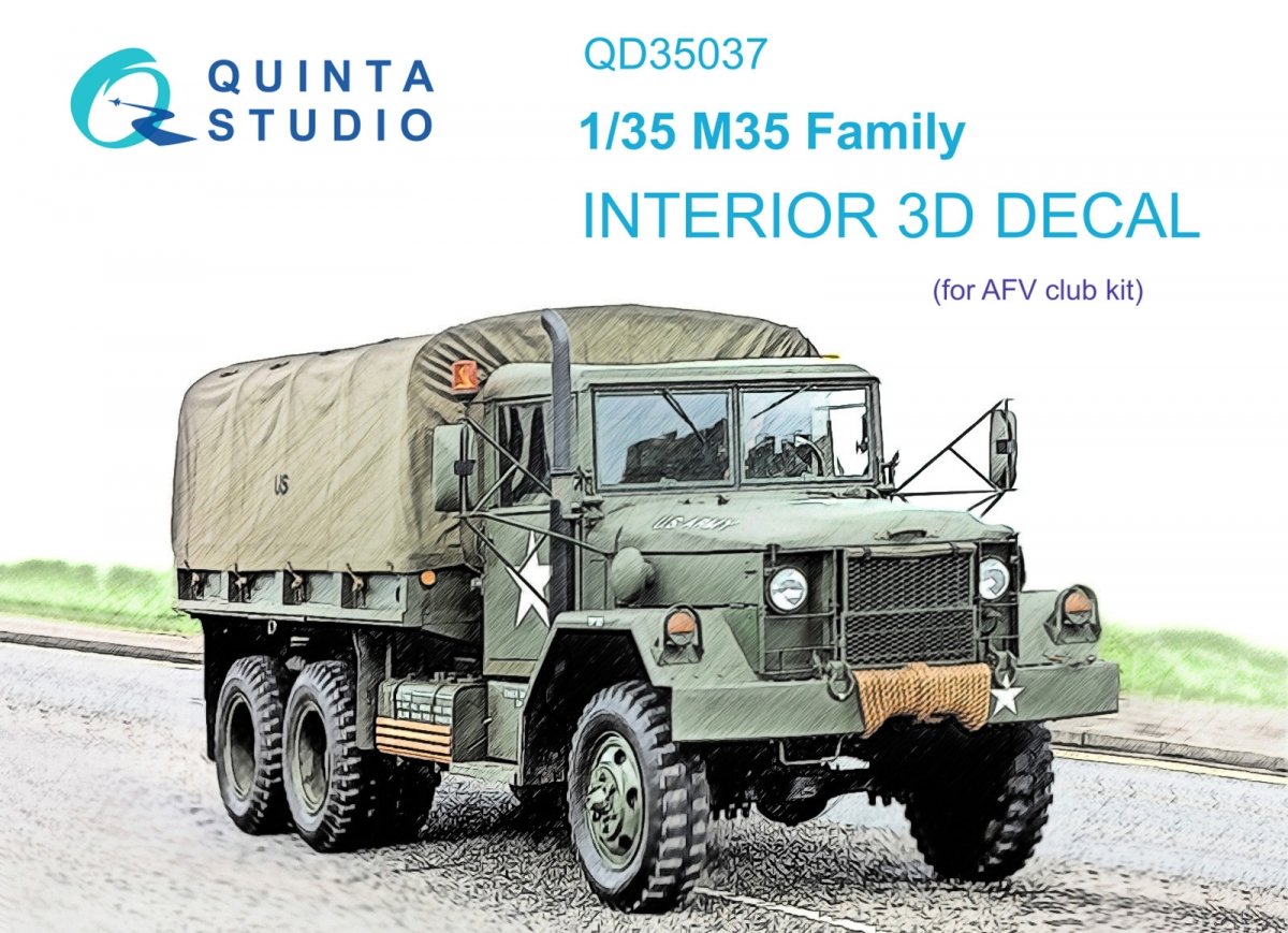 Quinta Studio QD35037 M35 Family 3D-Printed &amp;amp; coloured Interior on decal paper (AFV club) 1/35