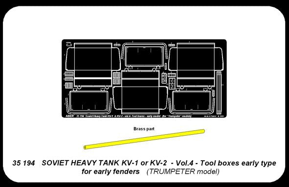 Aber 35194 Russian heavy tank KV-1, KV-2 - vol. 4 - additional set - tool boxes early type for early fenders 1/35 – Bild 4