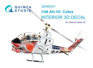Quinta Studio QD48331 AH-1G 3D-Printed &amp;amp; coloured Interior on decal paper (Special Hobby) 1/48