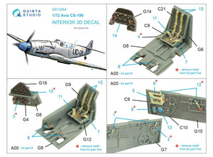 Quinta Studio QD72064 Avia CS-199 3D-Printed &amp;amp; coloured Interior on decal paper (Eduard) 1/72 – imagen 2