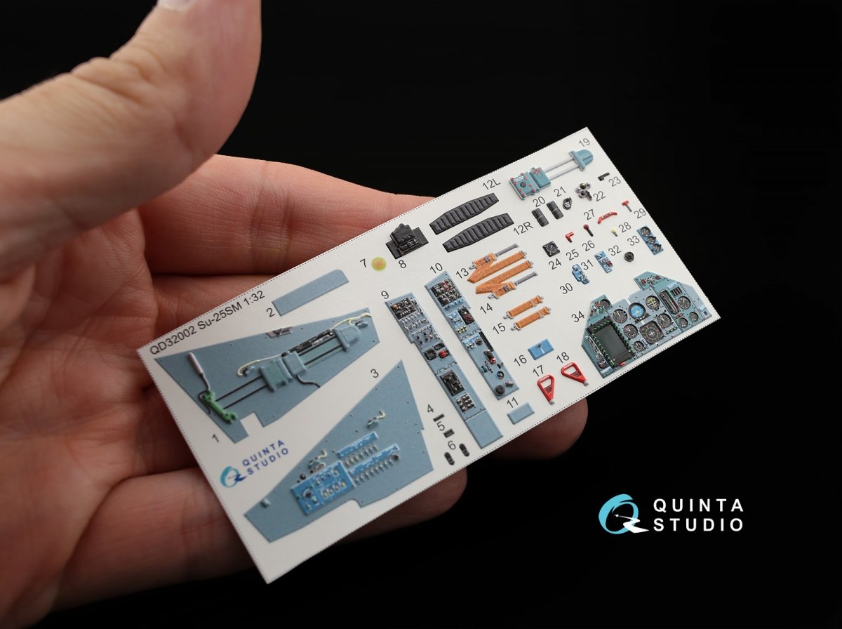 Quinta Studio QD32002 Su-25SM 3D-Printed &amp;amp; coloured Interior on decal paper (for Trumpeter kit) 1/32 – immagine 4