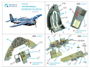 Quinta Studio QD48421 FM-2 Wildcat 3D-Printed &amp;amp; coloured Interior on decal paper (Eduard) 1/48 – Bild 2
