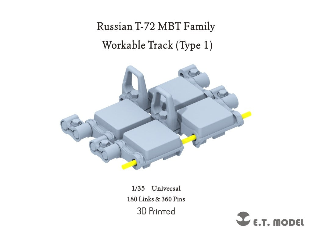 ET Model P35-407 Russian T-72 MBT Family Workable Track Type 1 3d Printed 1/35