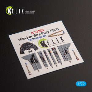 KELIK K72153 Hawker Sea Fury FB.11 - interior 3D decals for Trumpeter kit 1/72