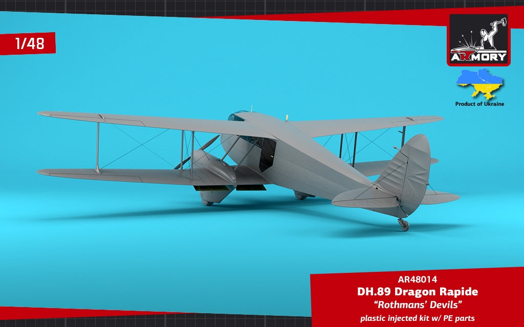 Armory Models 48014 DH.89 Dragon Rapide, Short-Haul Airliner / Multipurpose Aircraft, “Rothmans' Devils” liveries 1/48