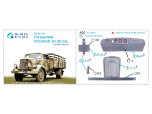 Intérieur imprimé en 3D et coloré sur papier décalcomanie Quinta Studio QD35116 Opel Blitz (Italeri/Zvezda) 1/35 – image 2