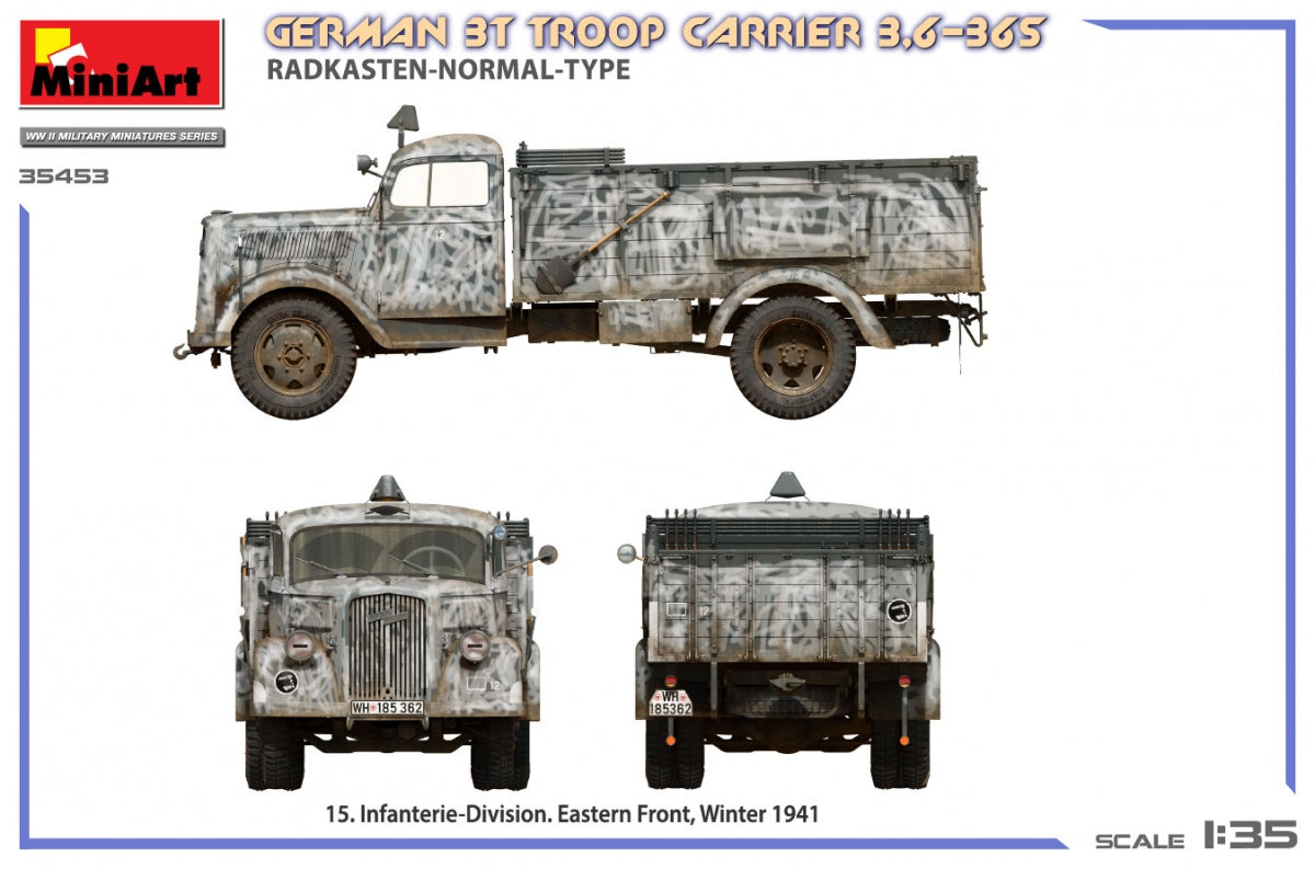 Miniart 35453 Transport de troupes allemand de 3 tonnes 3.6-36S Radkasten-Normal-Type 1/35 – image 3