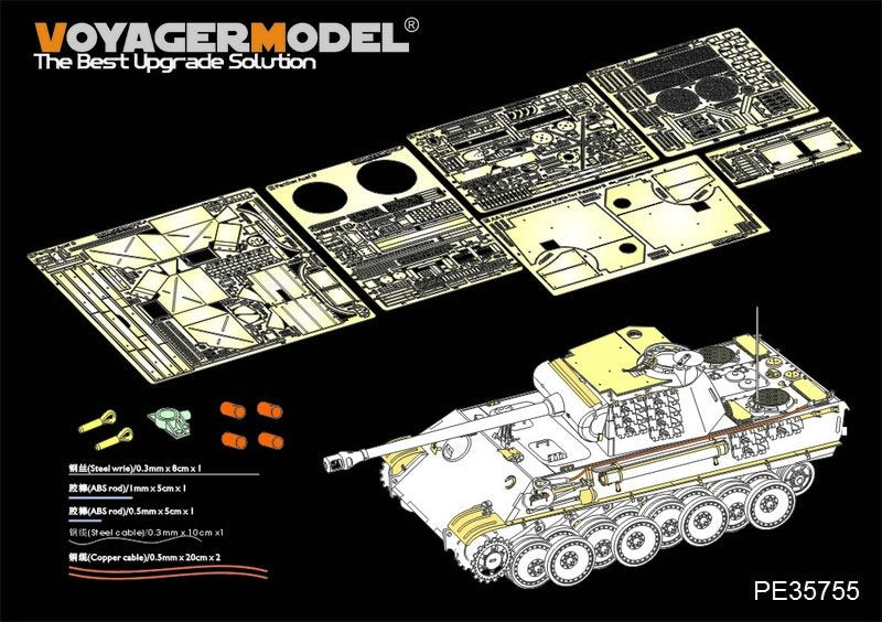 Maquette Voyager PE35755 Char d&amp;#39;assaut allemand Panther A/G Pz.Rgt.26 Basic de la Seconde Guerre mondiale (pour TAMIYA 35170/35174) 1/35