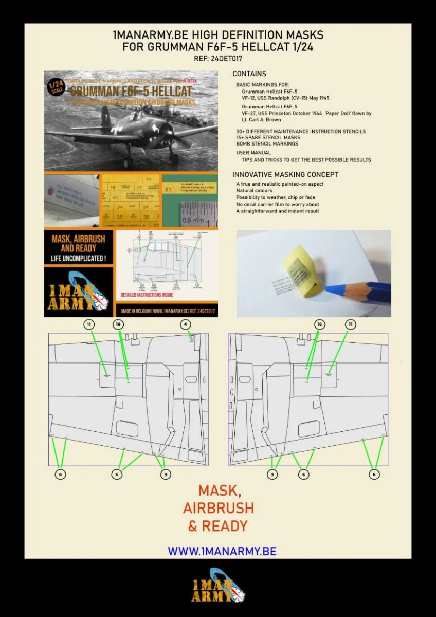 1 Man Army 24DET017 Grumman F6F-5 Hellcat Airfix 1/24 – Bild 2