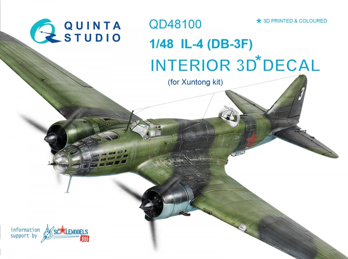 Intérieur imprimé en 3D et coloré sur papier décalcomanie Quinta Studio QD48100 IL-4 (pour kit Xuntong) 1/48
