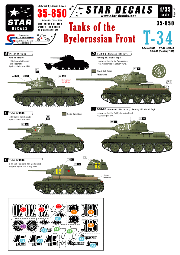 Star Decals 35-850 Chars du front biélorusse 1/35