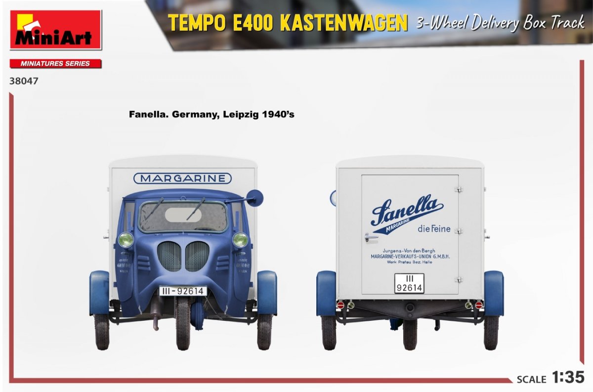 MiniArt 38047 TEMPO E400 KASTENWAGEN 3-WHEEL DELIVERY BOX TRACK 1/35 – Bild 16