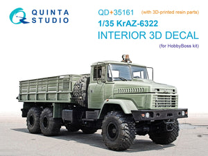 Quinta Studio QD+35161 KrAZ-6322 3D-Printed &amp; coloured Interior on decal paper (HobbyBoss) (with 3D-printed resin parts) 1/35