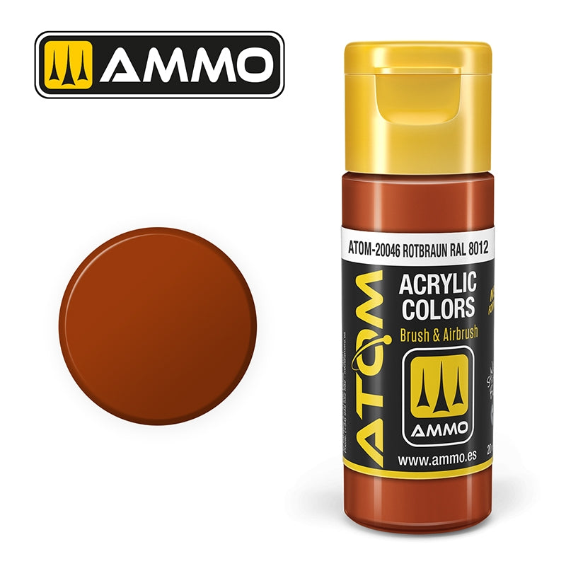MUNITIONS de Mig Jimenez 20046 ATOM COULEUR Rotbraun RAL 8012 20ml