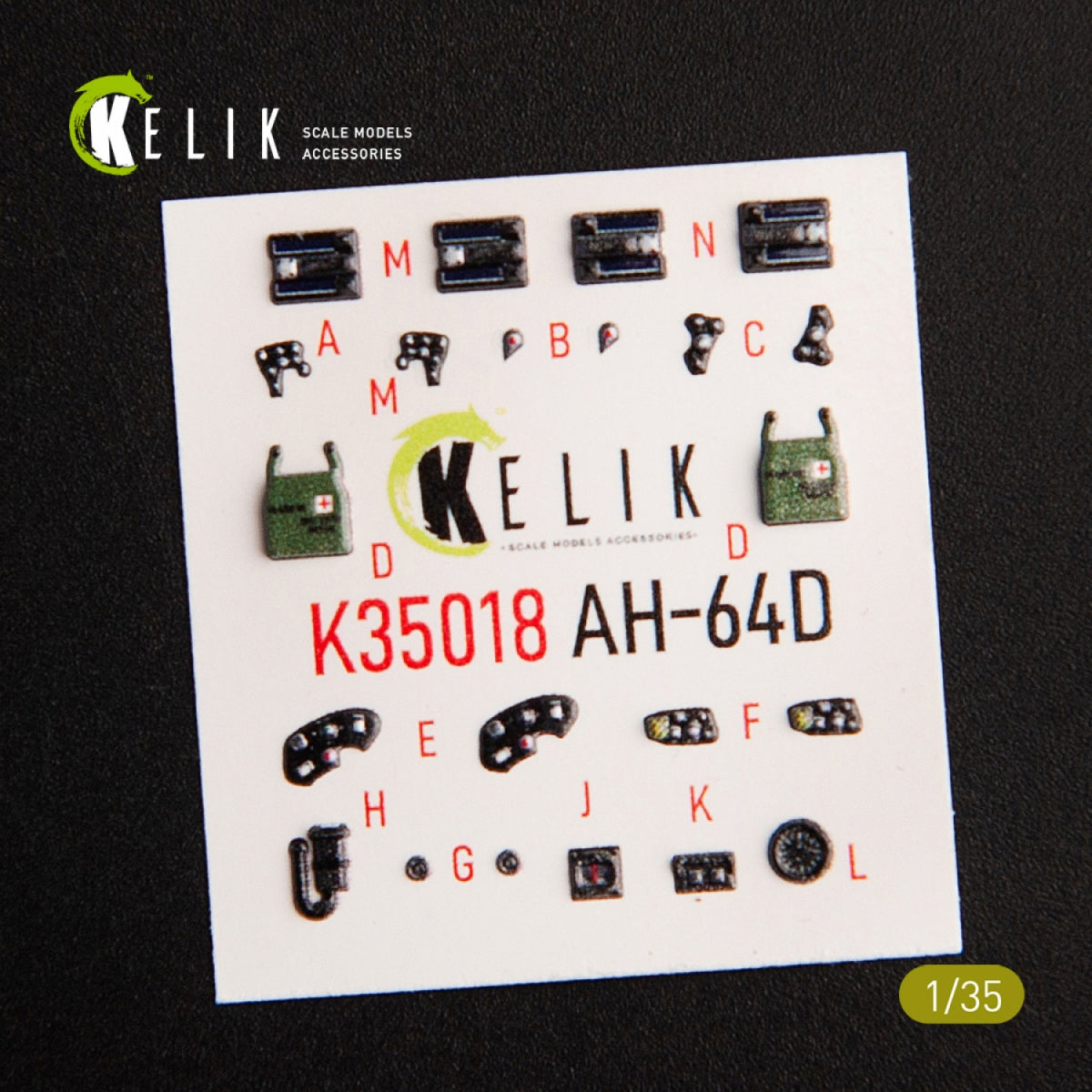 KELIK K35018 AH-64D APACHE INTERIOR 3D DECALS FOR TAKOM KIT 1/35 – zdjęcie 4