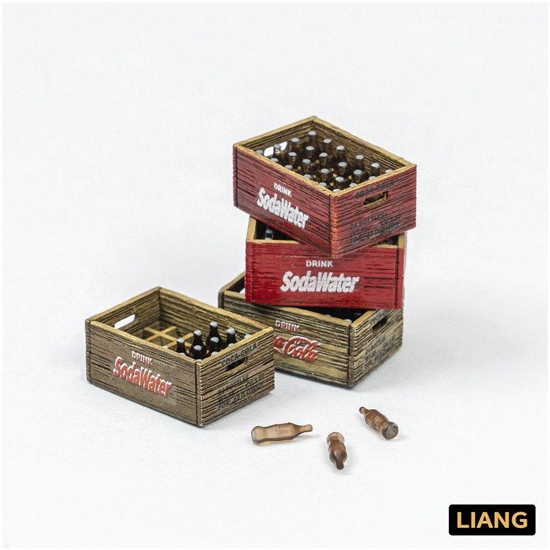 Liang 0434 Beer Soda Bottle Crates WWII x 8 1/48 - 1/72 – imagen 3