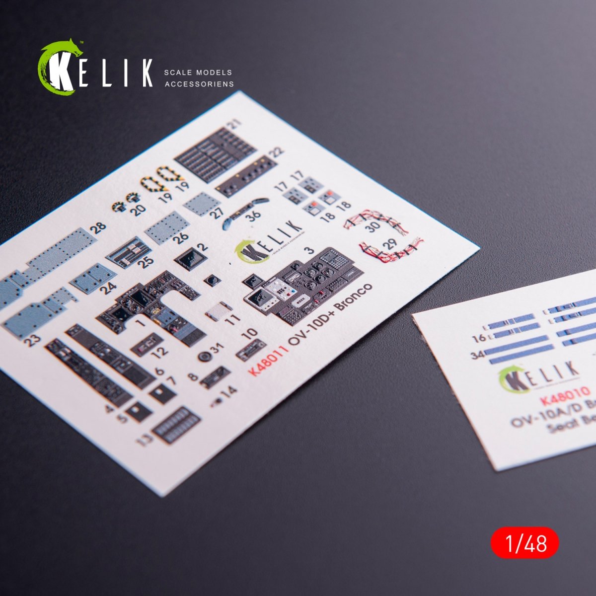 KELIK K48011 OV-10D+ BRONCO INTERIOR 3D DECALS FOR ICM KIT 1/48