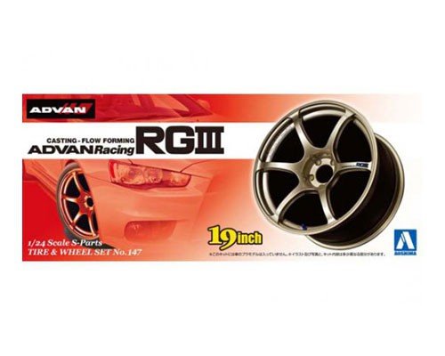 Aoshima 00902 Felgi + Opony Advan Racing Rgiii 1/24