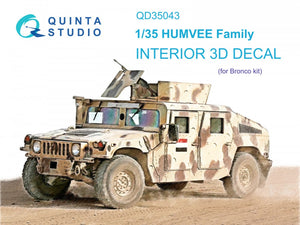 Quinta Studio QD35043 HUMVEE Family 3D-Printed &amp;amp; coloured Interior on decal paper ( Bronco ) 1/35