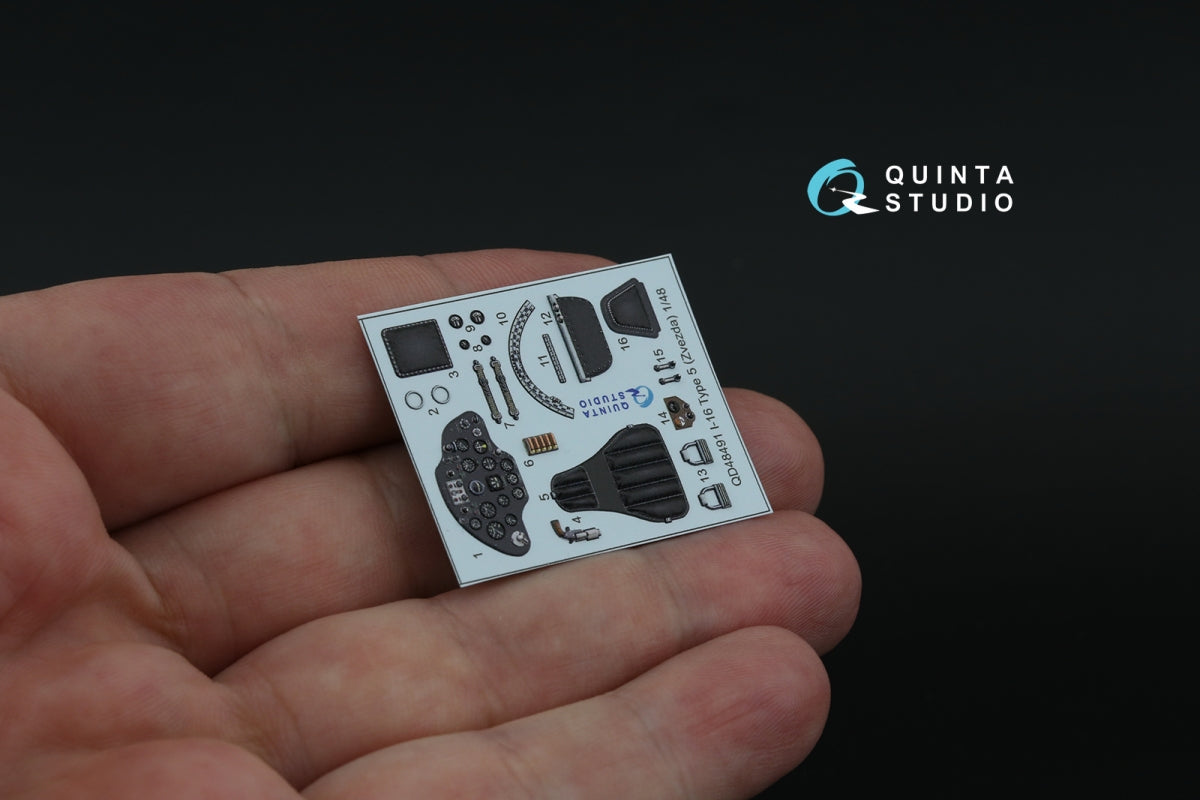 Quinta Studio QD48491 I-16 3D-Printed coloured Interior on decal paper (for Zvezda kit) 1/48 – imagen 10